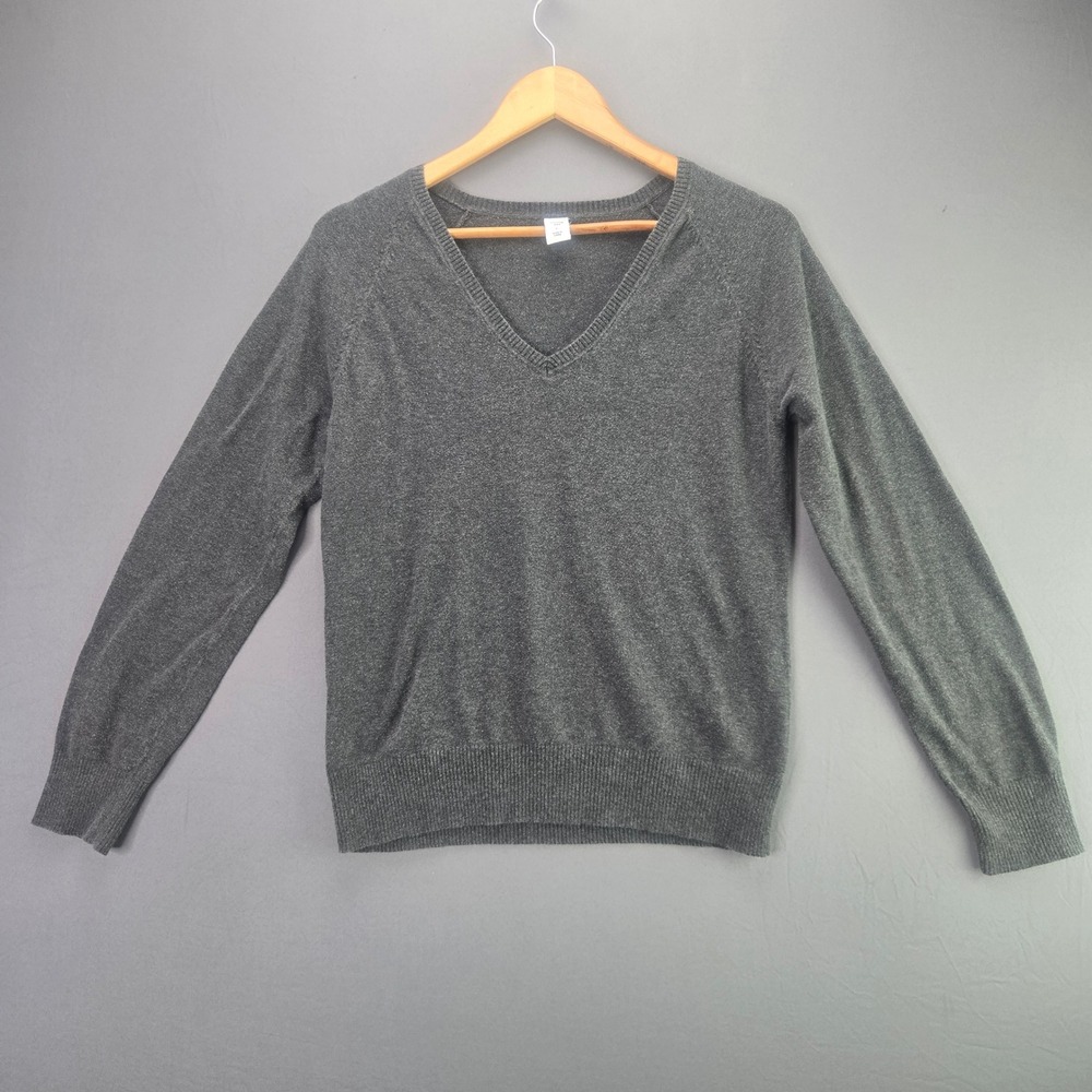 Gap Sweater Mens L Gray V-Neck Pullover Raglan Sleeve Lightweight Soft Knit
